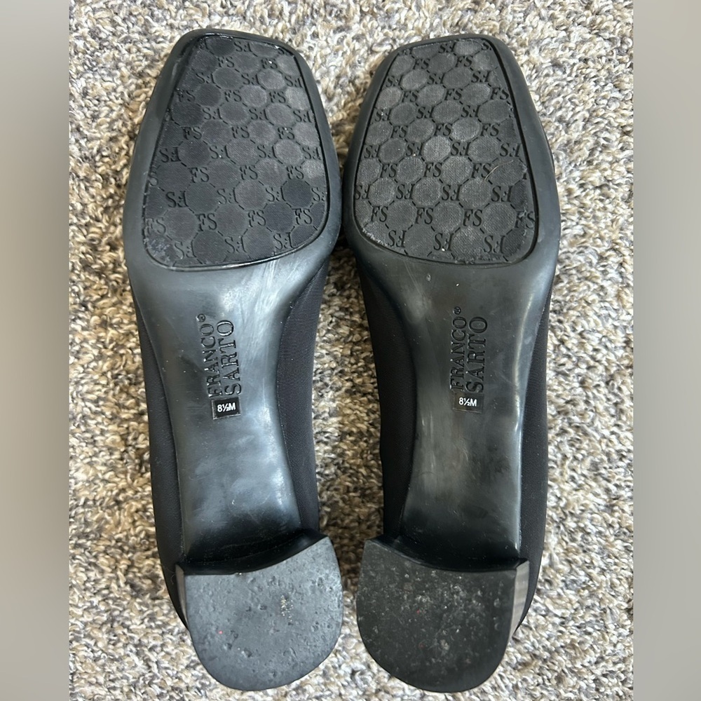 Franco Sarto Black Nylon Square Toe Chunky 2” Heels size 8.5 - Picture 6 of 10